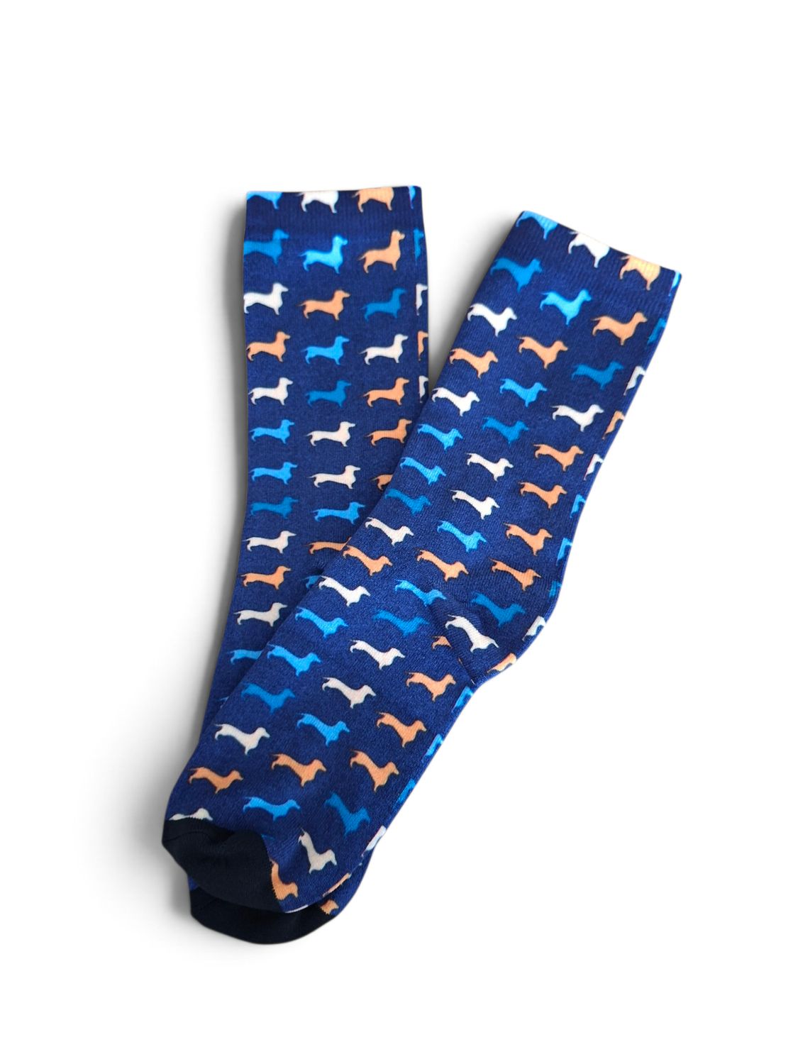  Socks - Navy blue with colourful small dachshunds