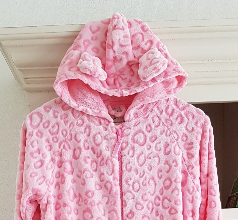 Onesie, Jumpsuits &quot;Panter&quot; print roze hooded super soft