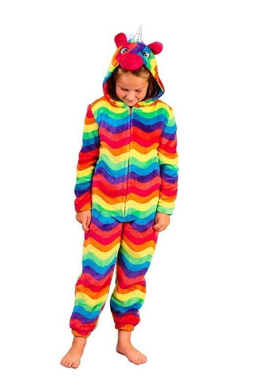 Onesie, Jumpsuit Unicorn "Rainbow" multicolor design hooded super soft kids