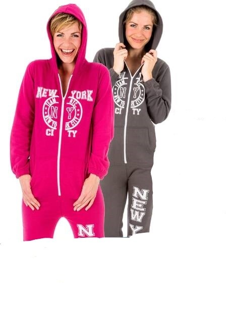 Onesie, Jumpsuit  &quot;New York City&quot; hooded design Grijs, Roze of Zwart