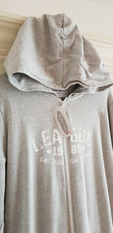 Onesie, Jumpsuit  &quot;League 1985&quot; hooded design Grijs of Roze
