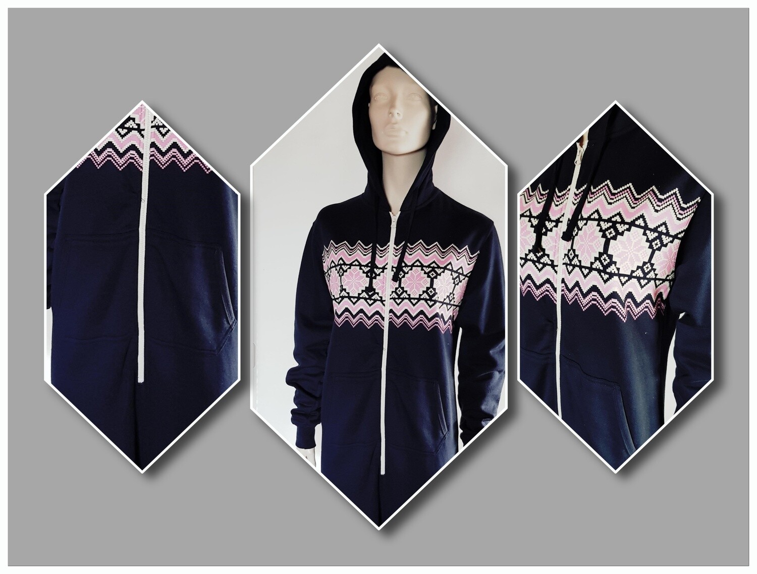 Onesie, Jumpsuit "Aztec" roze hooded