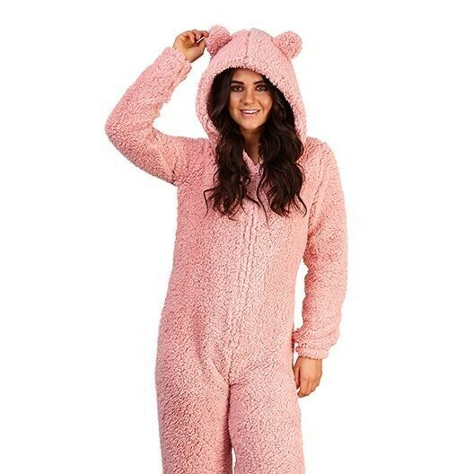 Onesie, Jumpsuit "Teddy Roze" hooded  fluffy super soft