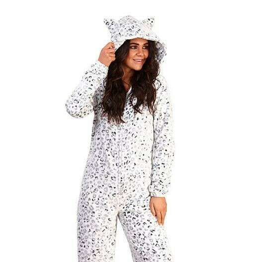 Onesie, Jumpsuit "Snow Leopard" hooded Luxury super soft