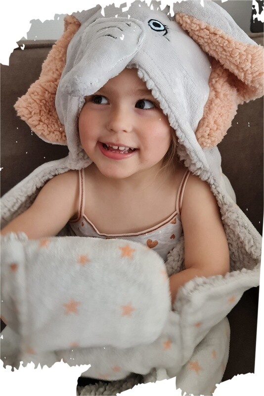 Omslag deken, Kinderdeken &quot;Olifant&quot; hooded package