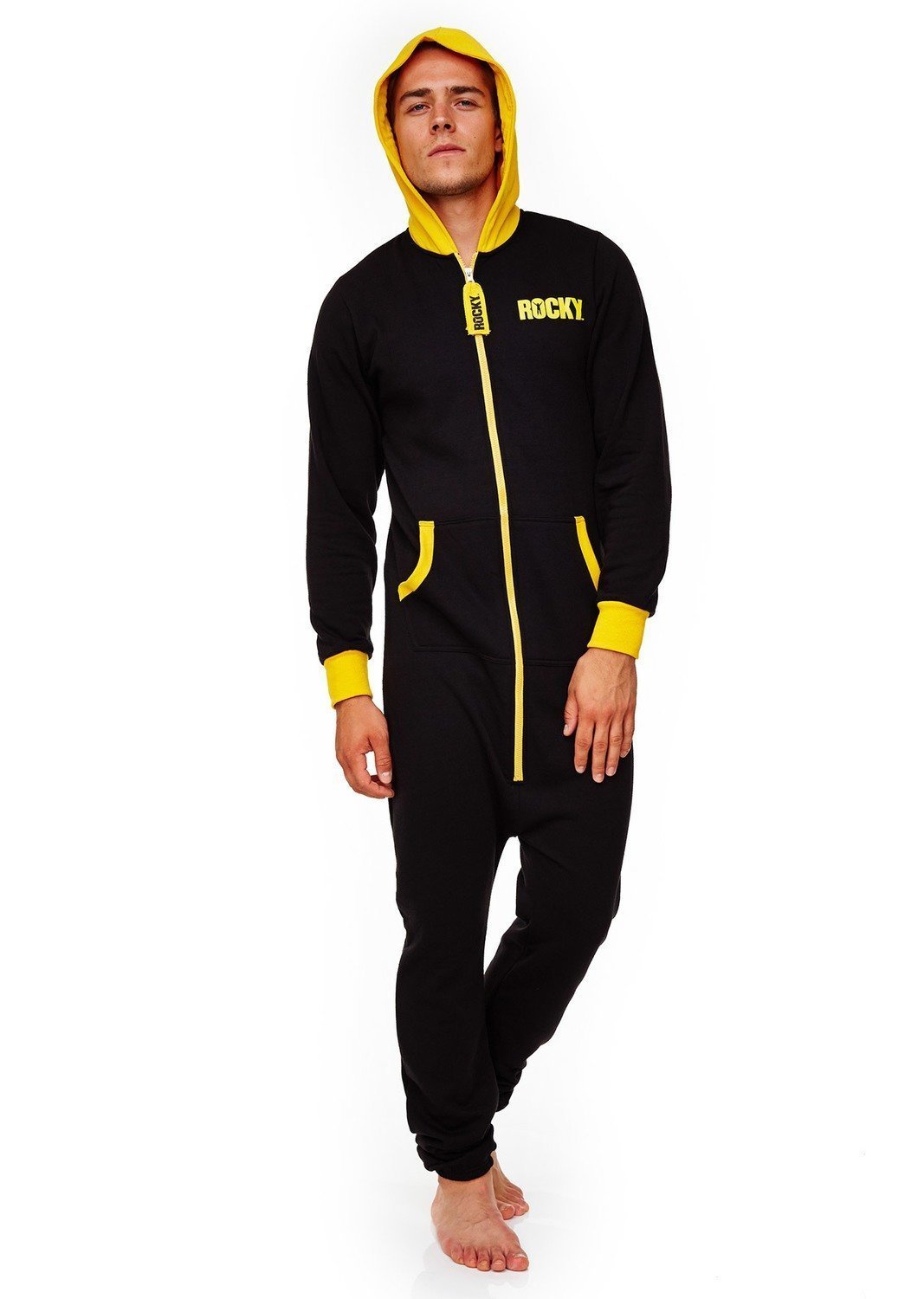 Onesie, Jumpsuit,  "Rocky" Italian Stallion hooded design black