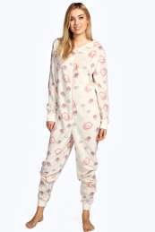 Onesie, Jumpsuit Ladies Alarmklok print series creme