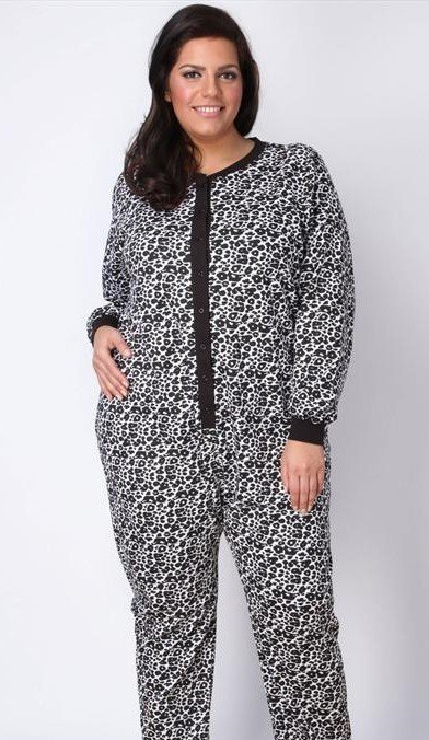Onesie, Jumpsuit Panter print zwart