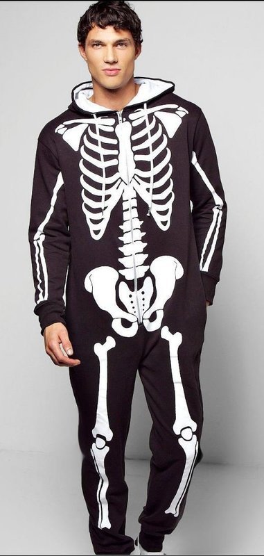 Onesie, Jumpsuit &quot;Skeleton&quot; luxe hooded