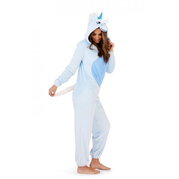 Onesie, Jumpsuit, &quot;Unicorn&quot; Blauw design hooded super soft