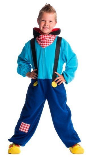 Onesie, Jumpsuit  &quot;Boer &amp; Boerin&quot; hooded, Maat: Boer 3-5 Jaar (geschikt voor lengte +/- 105 cm)