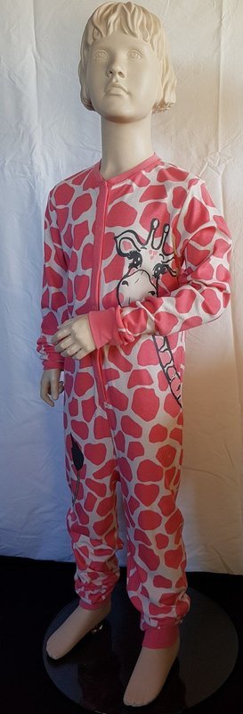 Onesie, Jumpsuit &quot;Giraffe&quot; print roze non hooded