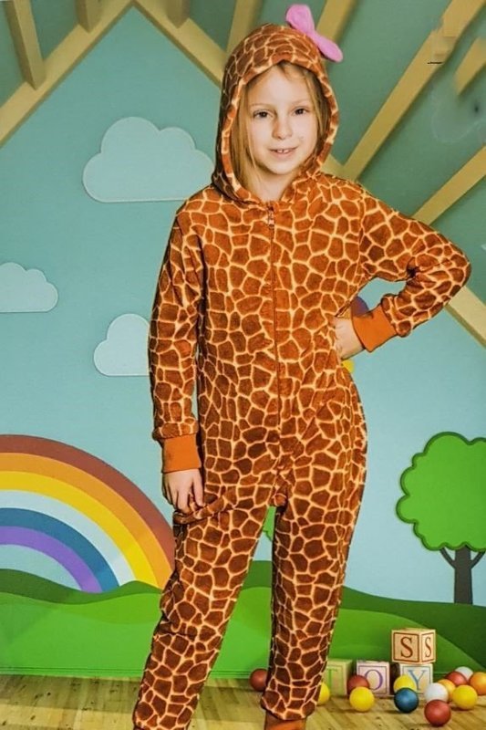 Onesie, Jumpsuit  &quot;Giraffe&quot; print hooded kids series