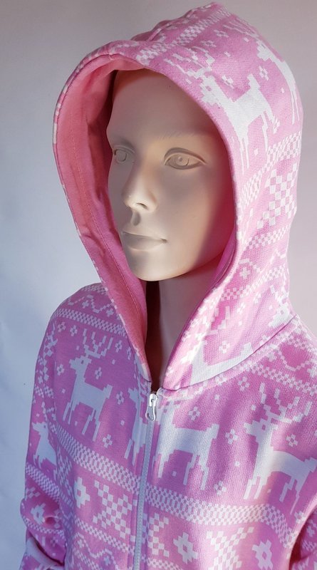 Onesie, Jumpsuit "Hert print" roze hooded kids series