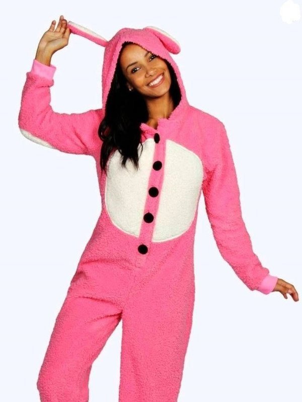 Onesie, Jumpsuit &quot;Bunny&quot; fluffy roze hooded