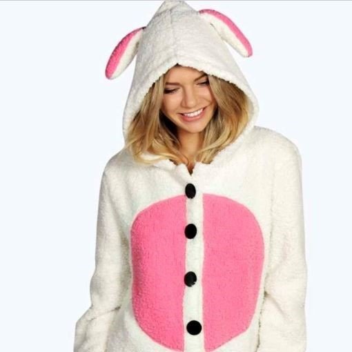 Onesie, Jumpsuit &quot;Bunny&quot; fluffy creme hooded