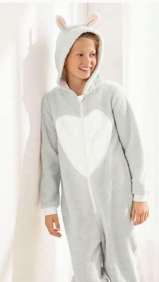 Onesie, Jumpsuit &quot;Fluffy Grey&quot; hooded