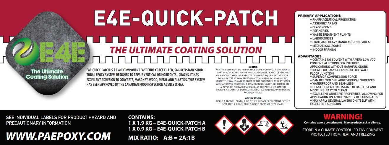 E4E-Quick Patch - 1.5/3 Gallon Kit Epoxy Crack Filler