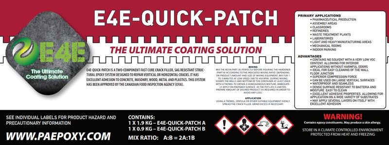 E4E-Quick Patch - 1.5/3 Gallon Kit Epoxy Crack Filler E4E-Quick Patch - 1.5/3 Gallon Kit Epoxy Crack Filler
