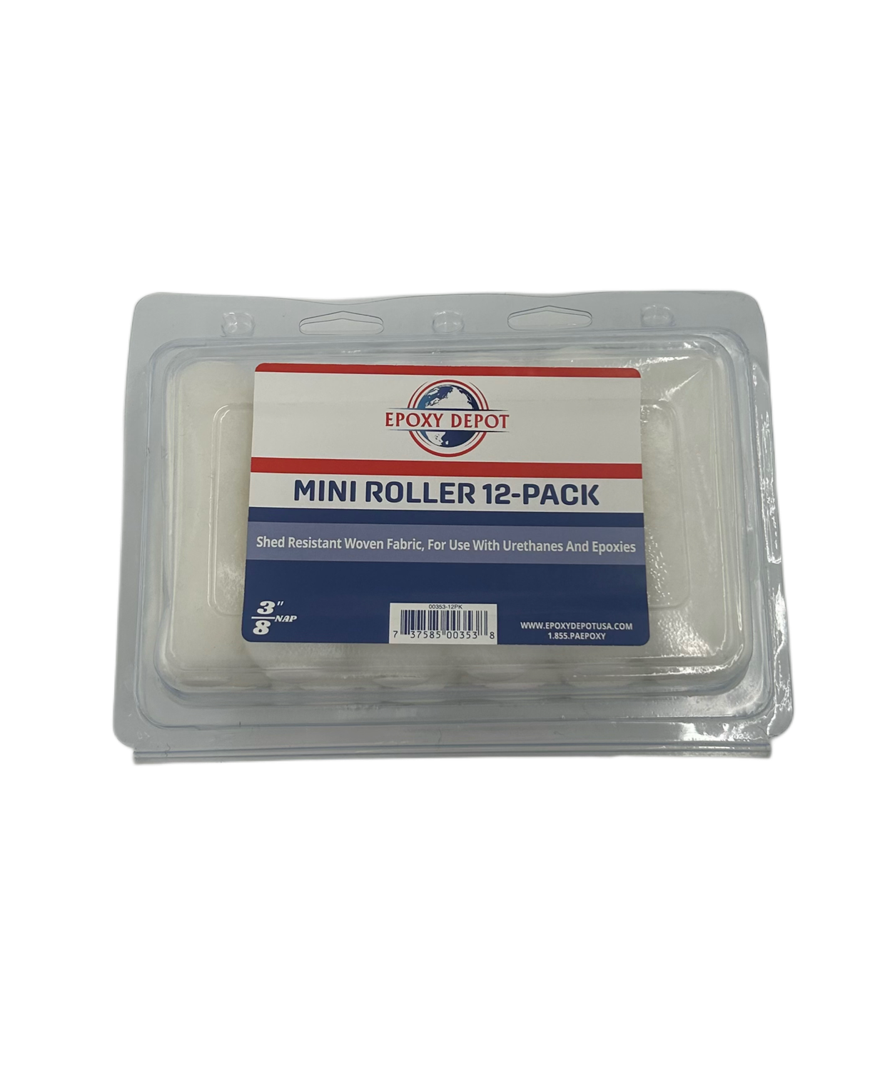 Epoxy Depot 4"x3/8 shed resistance mini roller 12 pack