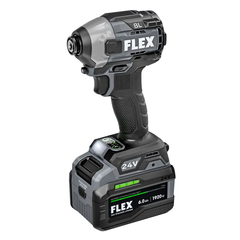 Flex Tools 1-4" Quick Eject Hex Impact Driver with Multi-Mode Stacked-Lithium Kit
