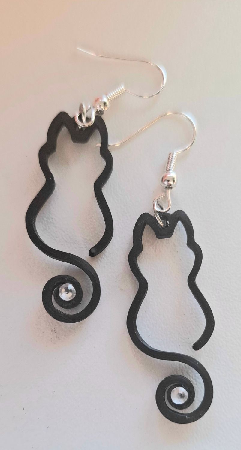 black Cat earings/ Zwarte kat oorbellen
