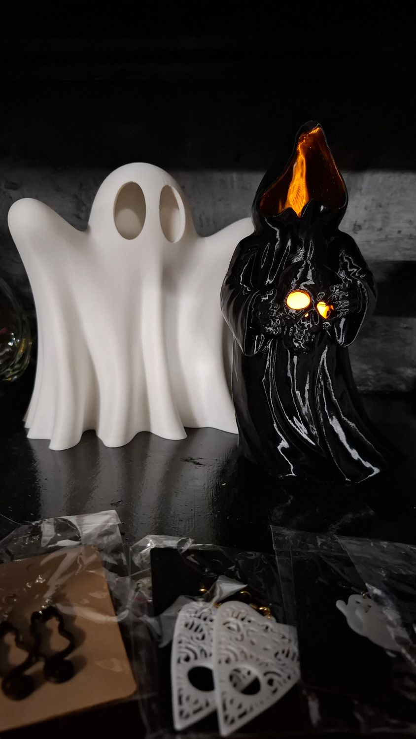Ghost with skull  black