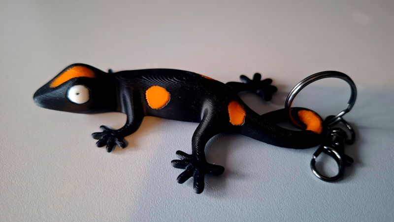 Gekko zwart met oranje