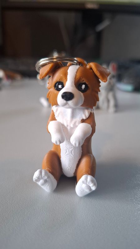 sleutelhanger Borded Collie  bruin vast / zwart flexi