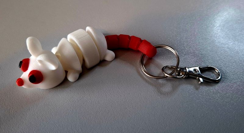 witte muis sleutelhanger
