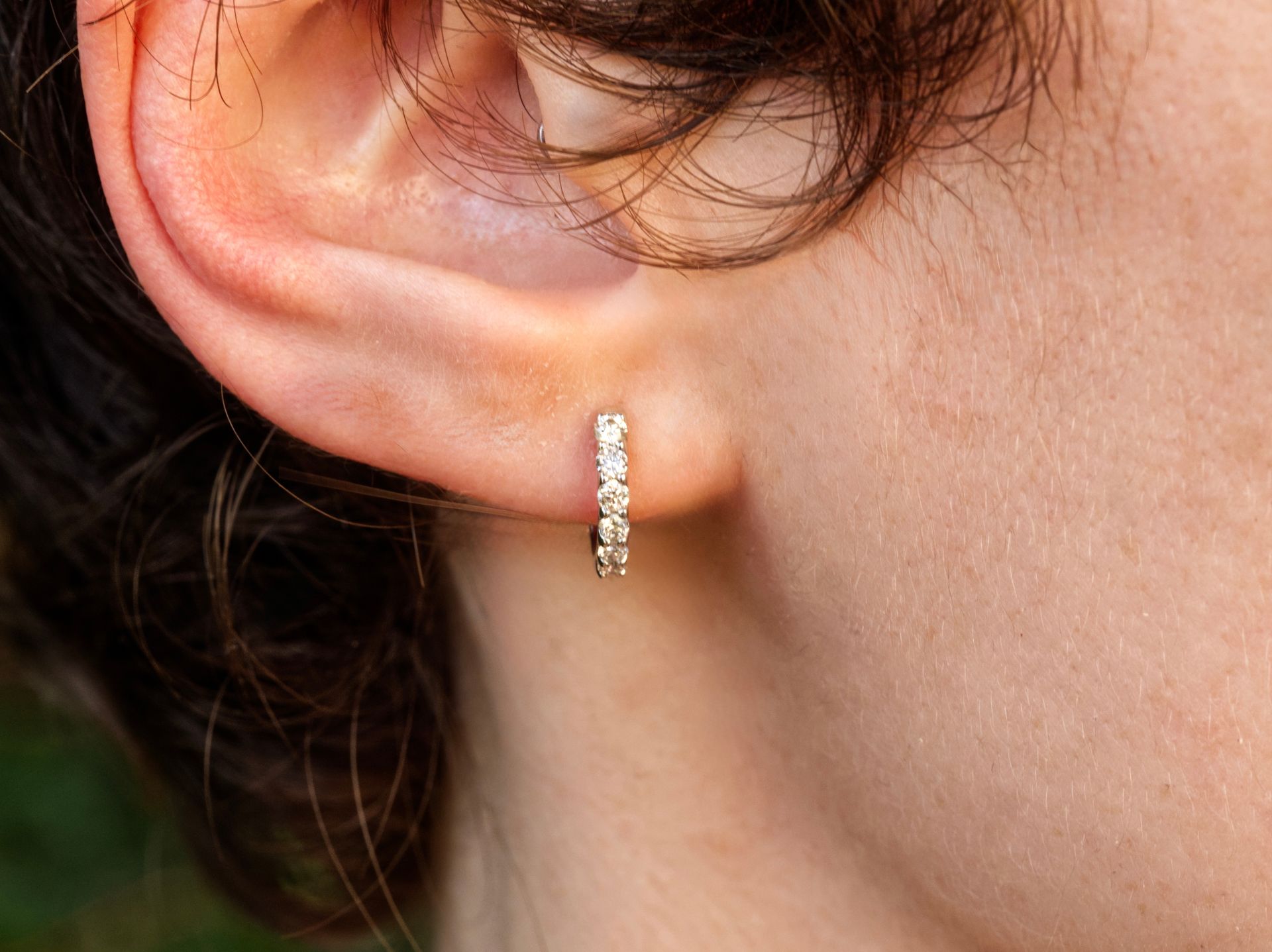 18ct White Gold Pink Sapphire & Diamond Reversible Hinged Hoop Earrings