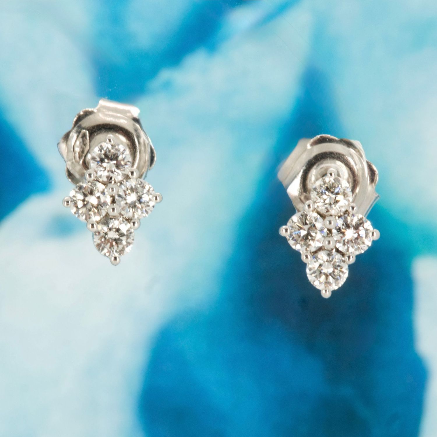 18ct White Gold 0.75ct Round Brilliant Cut Diamond Four-Stone Stud Earrings