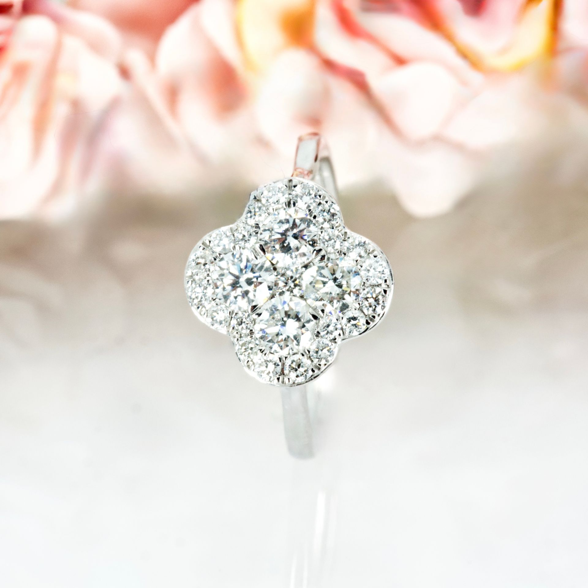 Platinum 1.08ct Round Brilliant Cut Diamond Cluster Ring