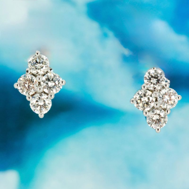 18ct White Gold 0.75ct Round Brilliant Cut Diamond Four-Stone Stud Earrings