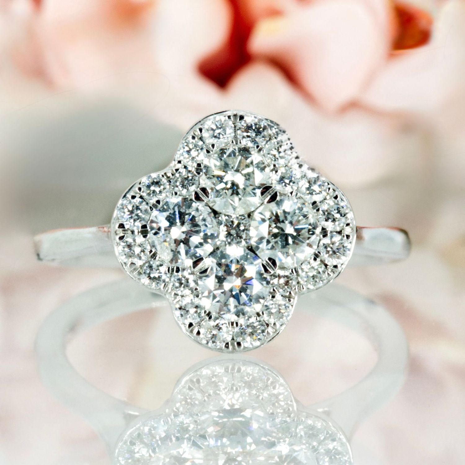 Platinum 1.08ct Round Brilliant Cut Diamond Cluster Ring