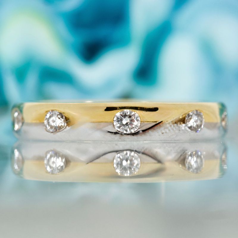 Pre-Loved 9ct Yellow & White Gold 0.36ct Round Brilliant Cut Diamond Full Eternity Ring