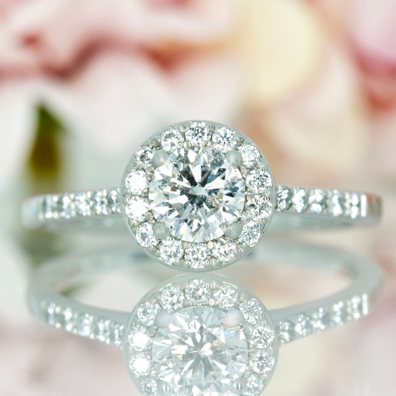 Platinum Certifed 0.79ct Round Brilliant Cut Diamond Halo Cluster Ring