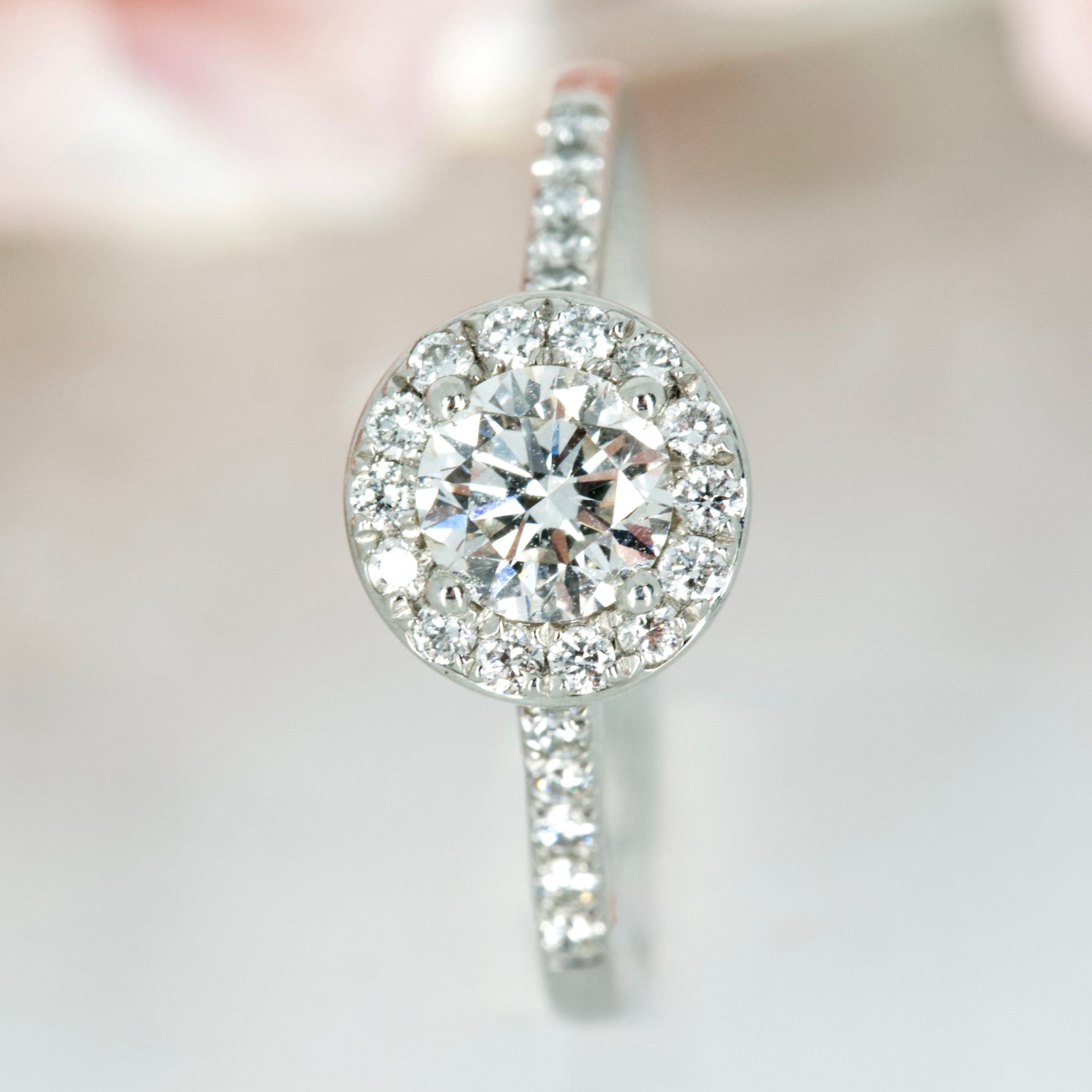 Platinum Certifed 0.79ct Round Brilliant Cut Diamond Halo Cluster Ring