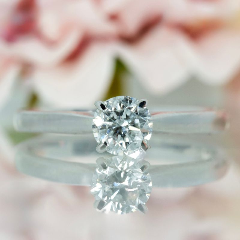 Pre-Loved 18ct White Gold 0.50ct Approx Round Brilliant Cut Diamond Solitaire Ring