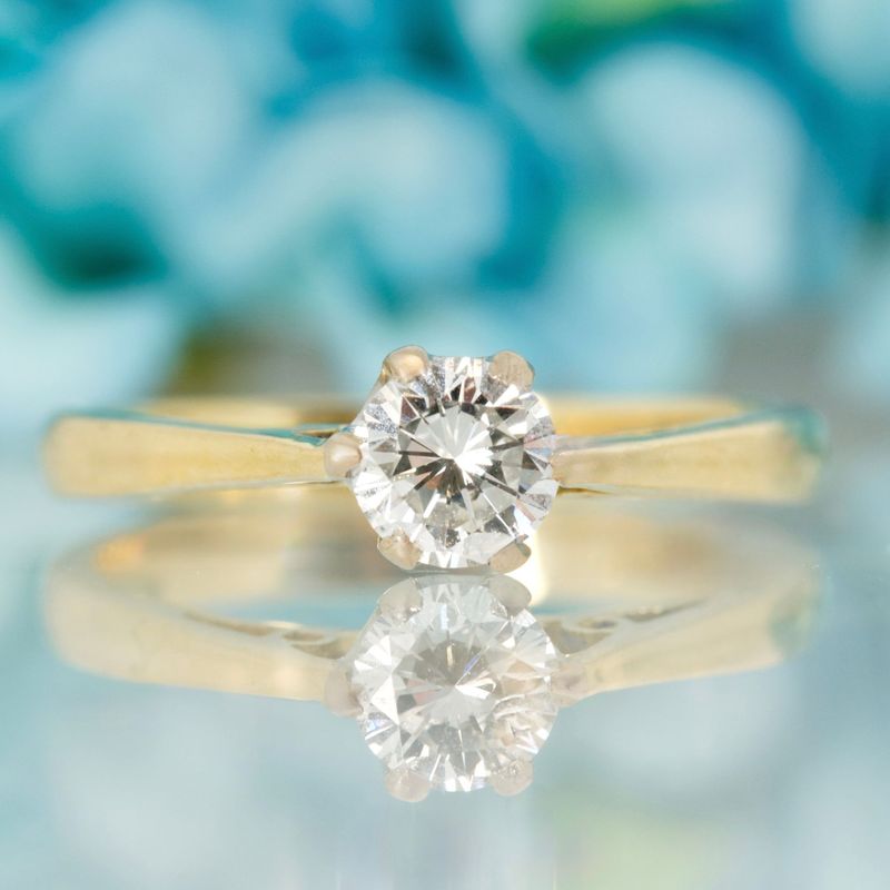 Pre-Loved 18ct Yellow Gold 0.40ct Approx Round Brilliant Cut Diamond Solitaire Ring