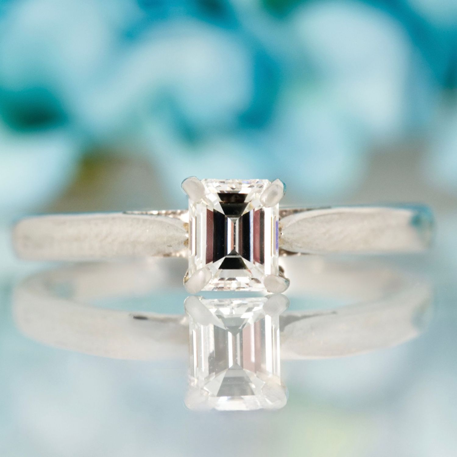 Pre-Loved Platinum 0.50ct Approx Emerald Cut Diamond Solitaire Ring