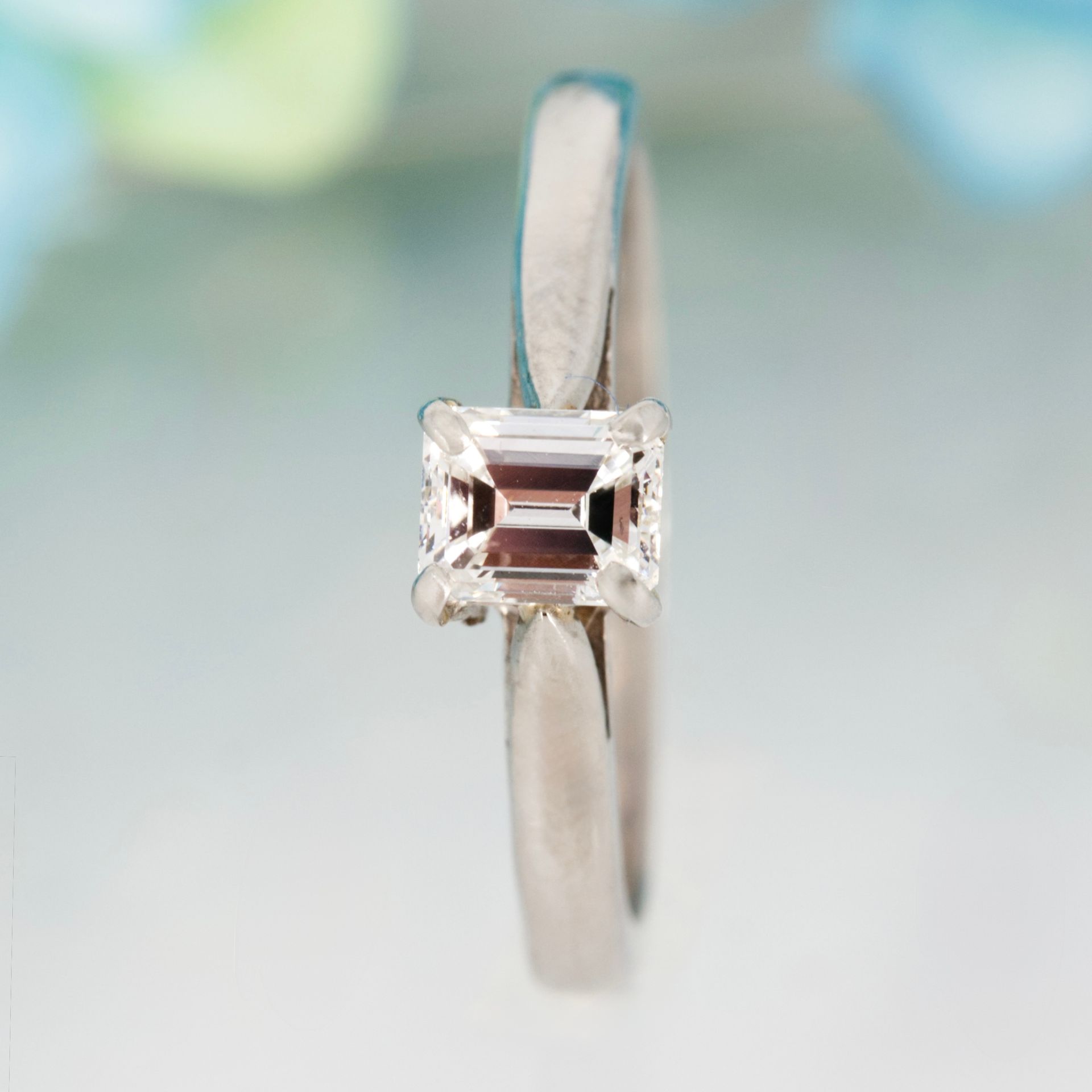 Pre-Loved Platinum 0.50ct Approx Emerald Cut Diamond Solitaire Ring