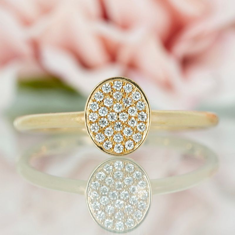 18ct Rose Gold Oval Shaped Round Brilliant Cut Diamond Pavé Set Cluster Ring