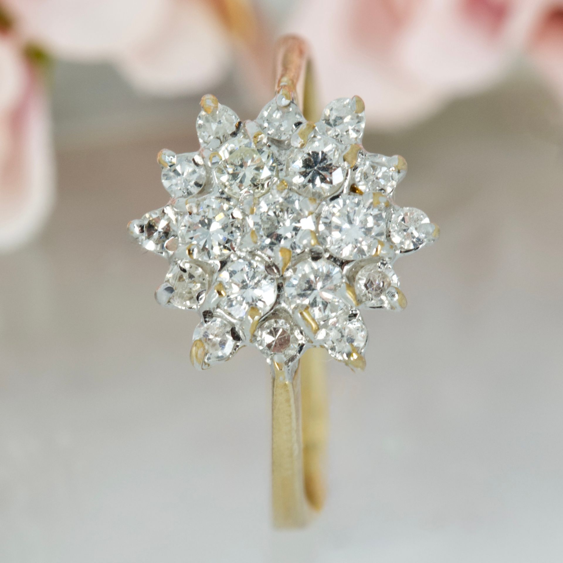 Pre-Loved 9ct Yellow Gold Round Brilliant Cut Diamond Cluster Ring