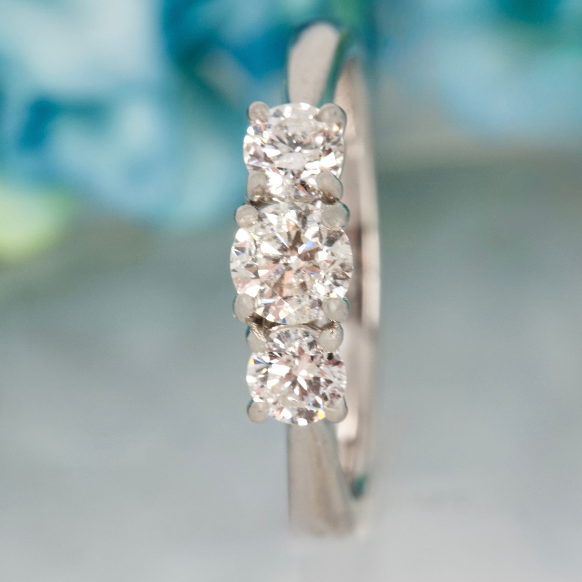 Platinum 0.50ct Round Brilliant Cut Diamond Claw Set Trilogy Ring