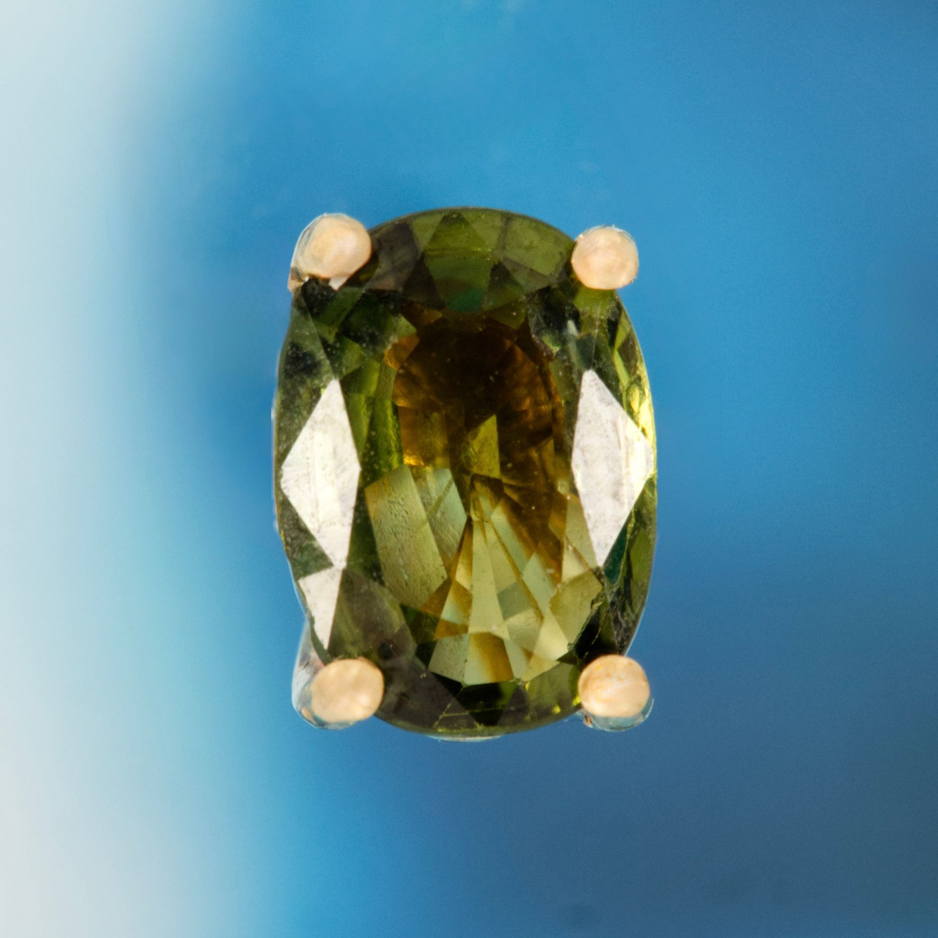 9ct Yellow Gold Oval Cut Green Sapphire Stud Earrings