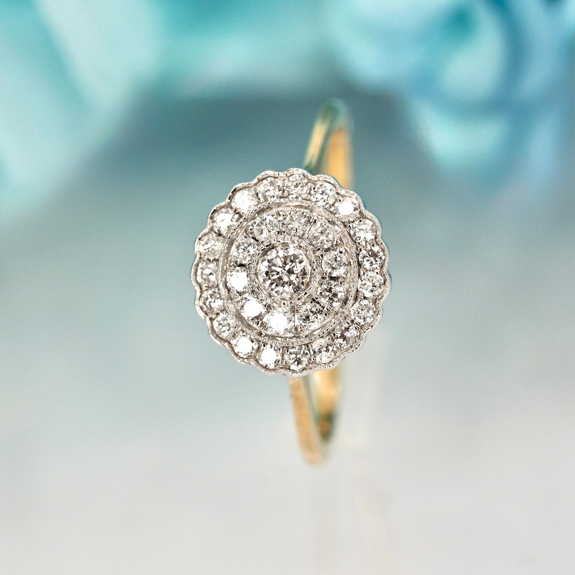 9ct Yellow Gold 0.33ct Round Brilliant Cut Diamond Cluster Ring