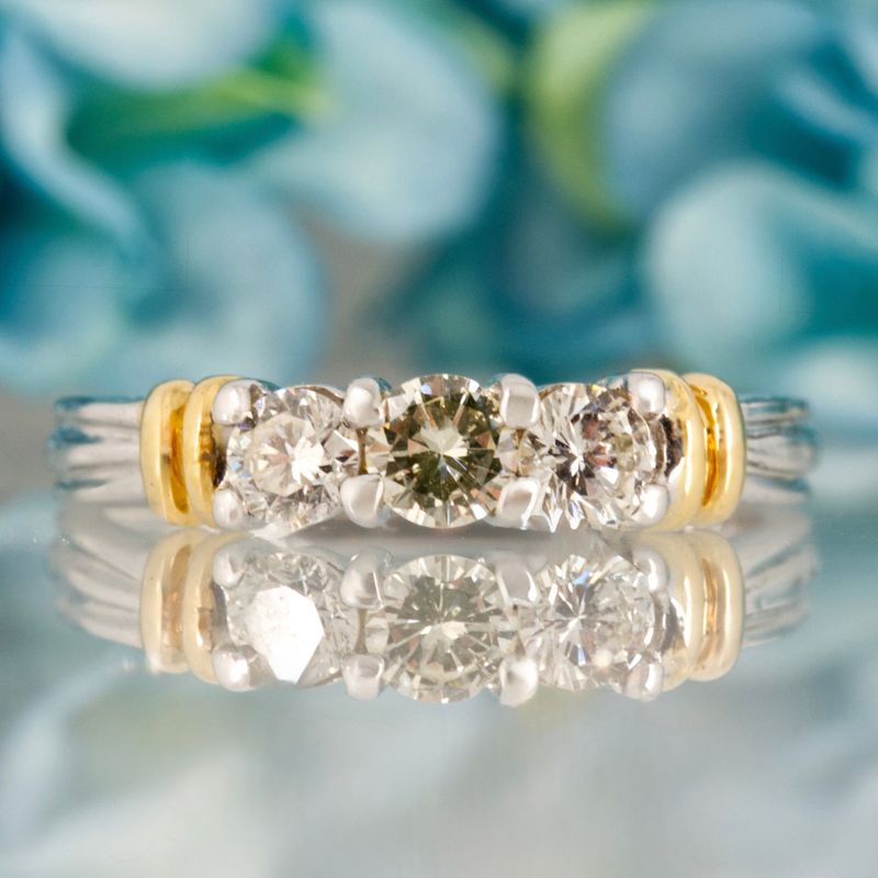 Pre-Loved 18ct Yellow & White Gold Round Brilliant Cut Diamond Trilogy Ring