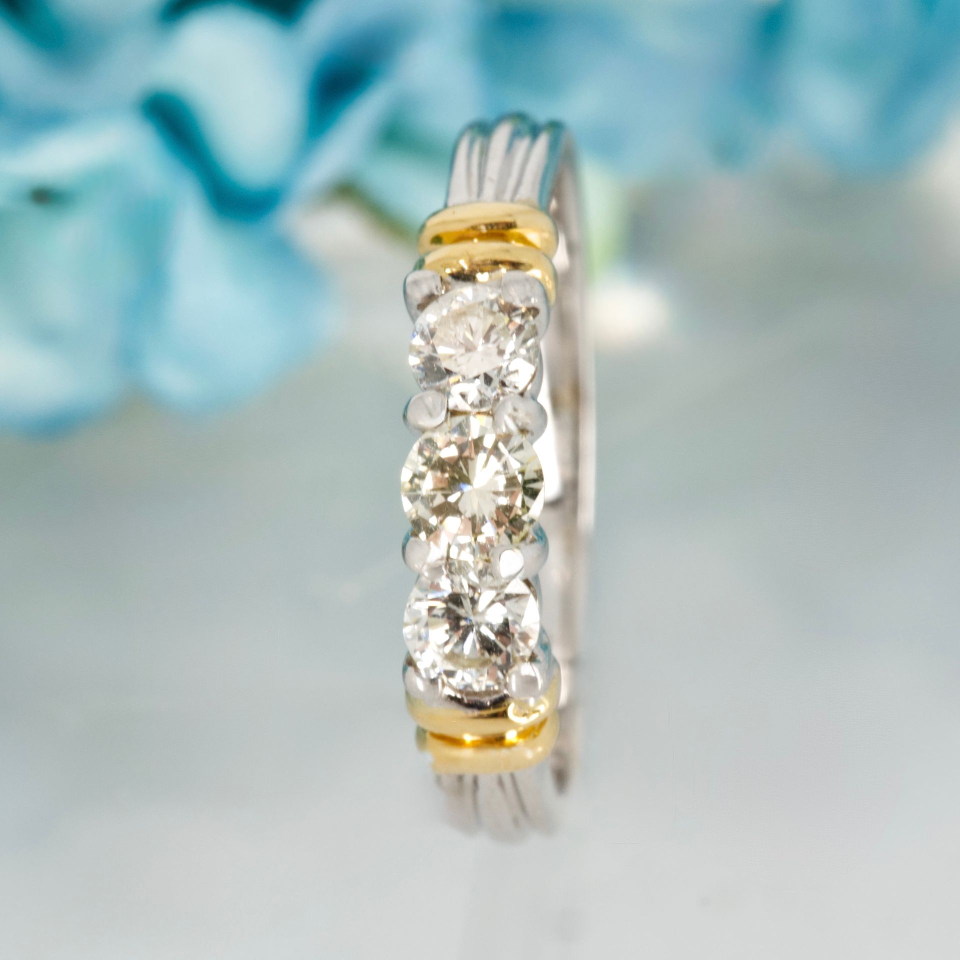 Pre-Loved 18ct Yellow & White Gold Round Brilliant Cut Diamond Trilogy Ring