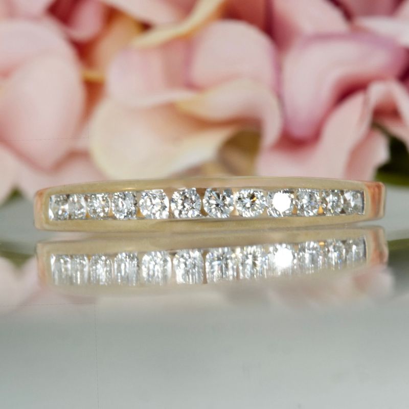 9ct Yellow Gold 0.25ct Round Brilliant Cut Diamond Channel Set Half Eternity Ring